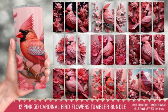 12 Pink 3D Cardinal Bird Flowers Tumbler: A Designer's Guide
