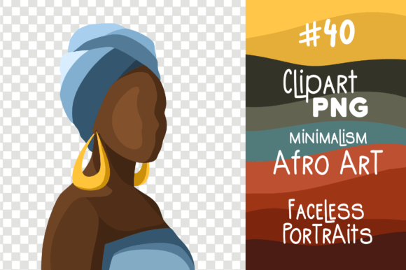 African Woman Black Queen Ethnic Clipart: A Modern Design Staple