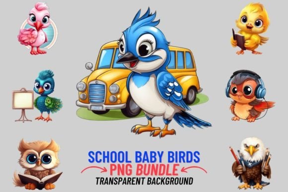 Back to School Birds 12 PNG Sublimation