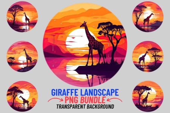 Bring the Safari Home with Giraffe Landscape 12 PNG Sublimation