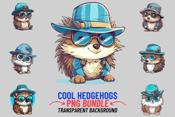Cool Hedgehogs 12 PNG Clipart Bundle: Woodland Charm for Modern Projects