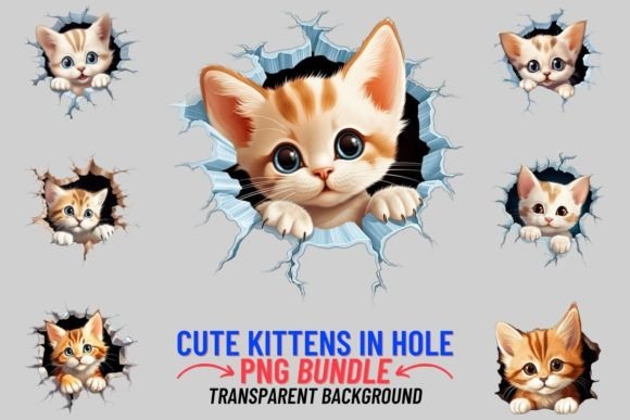 Cute Kitten in Hole 12 PNG Sublimation: A Playful Asset for Modern Creators