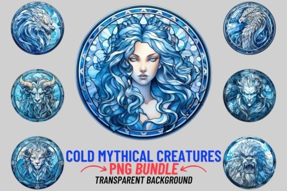 Enchanting Stained Glass Mythical Creatures Clipart
