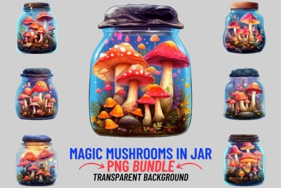 Enchanting Visuals: Magic Mushrooms in a Jar Sublimation