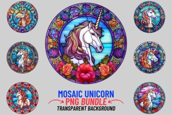 Enchanting Visuals: The Stained Glass Unicorn Sublimation Collection