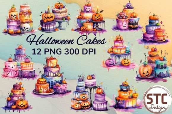 Halloween Cakes Watercolor Sublimation: A Sweet Treat for Your Autumn Designs