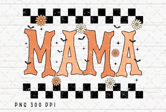 Mama Checkered Halloween Retro Mom PNG: Vintage Charm for Your Brand