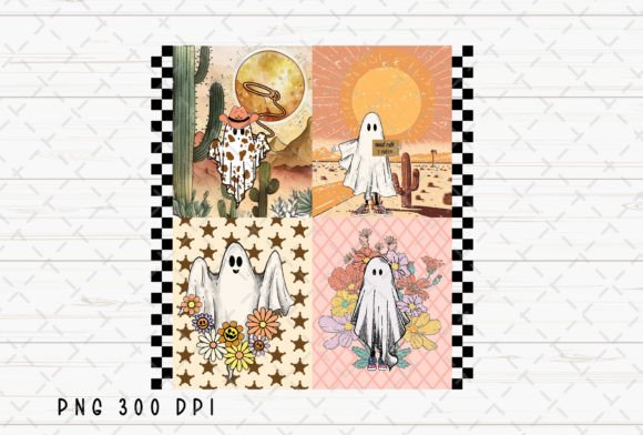 Retro Halloween Ghost Western Spooky PNG