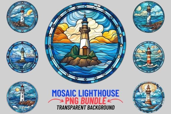 Stained Glass Lighthouse 12 PNG Clipart for Creative Projects