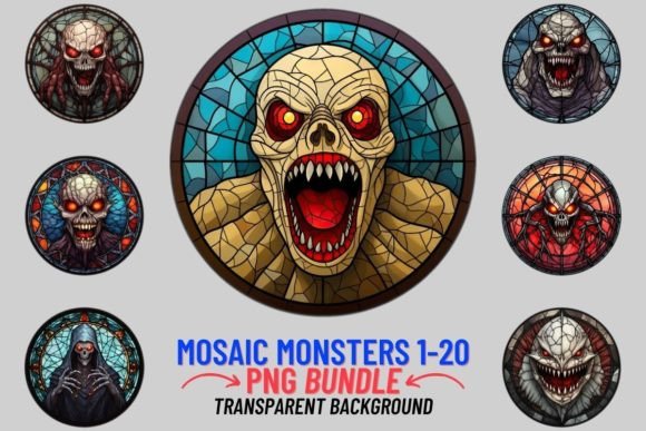 Stained Glass Monsters Sublimation 1: Gothic Art for Modern Projects