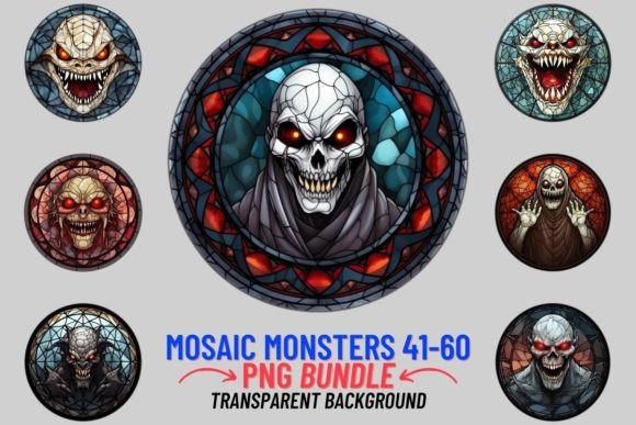 Stained Glass Monsters Sublimation 3: Gothic Design Assets