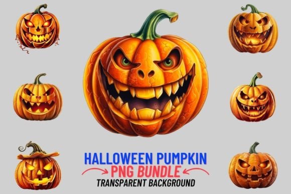Unleash Autumn Magic with Halloween Pumpkin 12 PNG Clipart Bundle
