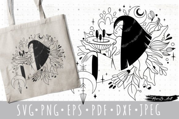 Unlock Botanical Elegance with Mystic Floral Woman SVG PNG Cliparts Kit