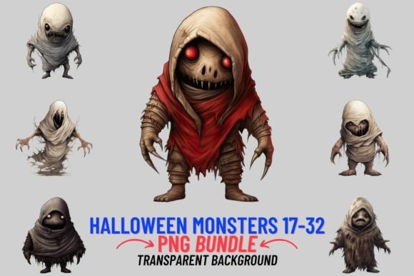 Watercolor Scary Halloween Monsters: Clipart for Design